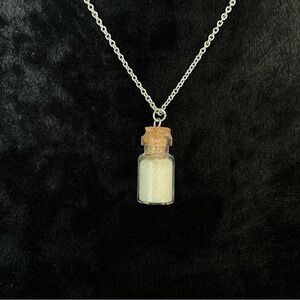 3 For $20! Chic Silver Toned Necklace with Glitter Vial Pendant